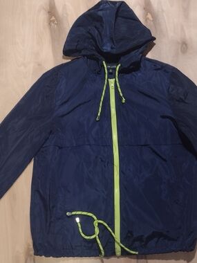 New Look Women's Navy Windbreaker Jacket with Lime Trim